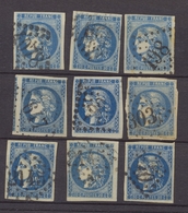 Lot De 9 Bordeaux N°46 20c Bleu. Qualité TTB, TB. L12 - 1870 Emission De Bordeaux