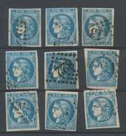 Lot De 9 Bordeaux N°46 20c Bleu. Qualité TTB, TB. L122 - 1870 Ausgabe Bordeaux