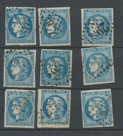 Lot De 9 Bordeaux N°46 20c Bleu. Qualité TTB, TB. L121 - 1870 Ausgabe Bordeaux