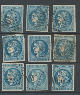 Lot De 9 Bordeaux N°46 20c Bleu. Qualité TTB, TB. L124 - 1870 Ausgabe Bordeaux