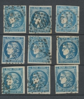 Lot De 9 Bordeaux N°46 20c Bleu. Qualité TTB, TB. L125 - 1870 Emissione Di Bordeaux