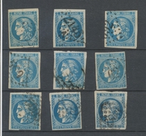 Lot De 9 Bordeaux N°46 20c Bleu. Qualité TTB, TB. L127 - 1870 Bordeaux Printing