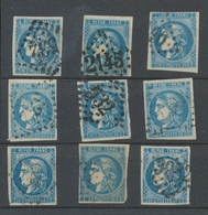 Lot De 9 Bordeaux N°46 20c Bleu. Qualité TTB, TB. L128 - 1870 Ausgabe Bordeaux