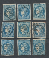 Lot De 9 Bordeaux N°46 20c Bleu. Qualité TTB, TB. L130 - 1870 Bordeaux Printing