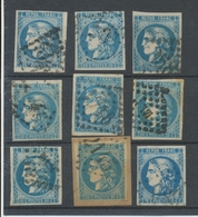 Lot De 9 Bordeaux N°46 20c Bleu. Qualité TTB, TB. L132 - 1870 Emissione Di Bordeaux