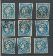 Lot De 9 Bordeaux N°46 20c Bleu. Qualité TTB, TB. L133 - 1870 Ausgabe Bordeaux