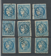 Lot De 9 Bordeaux N°46 20c Bleu. Qualité TTB, TB. L141 - 1870 Emissione Di Bordeaux