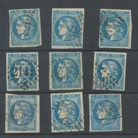 Lot De 9 Bordeaux N°46 20c Bleu. Qualité TTB, TB. L142 - 1870 Emissione Di Bordeaux