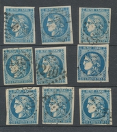 Lot De 9 Bordeaux N°46 20c Bleu. Qualité TTB, TB. L143 - 1870 Ausgabe Bordeaux