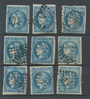 Lot De 9 Bordeaux N°46 20c Bleu. Qualité TTB, TB. L146 - 1870 Ausgabe Bordeaux