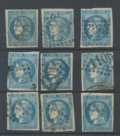 Lot De 9 Bordeaux N°46 20c Bleu. Qualité TTB, TB. L147 - 1870 Bordeaux Printing