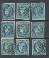 Lot De 9 Bordeaux N°46 20c Bleu. Qualité TTB, TB. L148 - 1870 Emission De Bordeaux