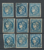 Lot De 9 Bordeaux N°46 20c Bleu. Qualité TTB, TB. L154 - 1870 Bordeaux Printing