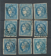 Lot De 9 Bordeaux N°46 20c Bleu. Qualité TTB, TB. L159 - 1870 Ausgabe Bordeaux