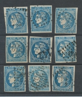 Lot De 9 Bordeaux N°46 20c Bleu. Qualité TTB, TB. L160 - 1870 Ausgabe Bordeaux