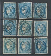 Lot De 9 Bordeaux N°46 20c Bleu. Qualité TTB, TB. L161 - 1870 Uitgave Van Bordeaux