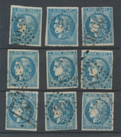 Lot De 9 Bordeaux N°46 20c Bleu. Qualité TTB, TB. L162 - 1870 Uitgave Van Bordeaux