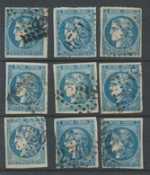 Lot De 9 Bordeaux N°46 20c Bleu. Qualité TTB, TB. L164 - 1870 Emissione Di Bordeaux