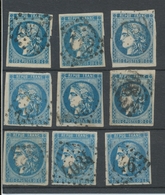 Lot De 9 Bordeaux N°46 20c Bleu. Qualité TTB, TB. L166 - 1870 Uitgave Van Bordeaux