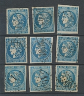 Lot De 9 Bordeaux N°46 20c Bleu. Qualité TTB, TB. L167 - 1870 Ausgabe Bordeaux