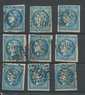 Lot De 9 Bordeaux N°46 20c Bleu. Qualité TTB, TB. L168 - 1870 Ausgabe Bordeaux
