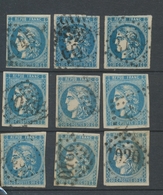 Lot De 9 Bordeaux N°46 20c Bleu. Qualité TTB, TB. L171 - 1870 Emissione Di Bordeaux