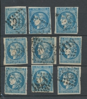 Lot De 9 Bordeaux N°46 20c Bleu. Qualité TTB, TB. L173 - 1870 Ausgabe Bordeaux