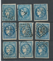 Lot De 9 Bordeaux N°46 20c Bleu. Qualité TTB, TB. L174 - 1870 Uitgave Van Bordeaux