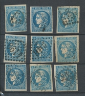 Lot De 9 Bordeaux N°46 20c Bleu. Qualité TTB, TB. L176 - 1870 Emissione Di Bordeaux