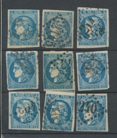 Lot De 9 Bordeaux N°46 20c Bleu. Qualité TTB, TB. L178 - 1870 Bordeaux Printing