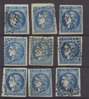 Lot De 9 Bordeaux N°46 20c Bleu. Qualité TTB, TB. L2 - 1870 Emisión De Bordeaux