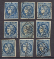 Lot De 9 Bordeaux N°46 20c Bleu. Qualité TTB, TB. L3 - 1870 Emissione Di Bordeaux