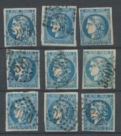 Lot De 9 Bordeaux N°46 20c Bleu. Qualité TTB, TB. L34 - 1870 Ausgabe Bordeaux