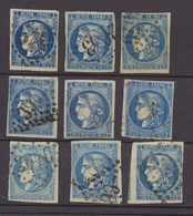 Lot De 9 Bordeaux N°46 20c Bleu. Qualité TTB, TB. L4 - 1870 Ausgabe Bordeaux