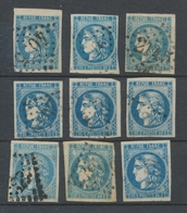 Lot De 9 Bordeaux N°46 20c Bleu. Qualité TTB, TB. L42 - 1870 Ausgabe Bordeaux