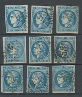 Lot De 9 Bordeaux N°46 20c Bleu. Qualité TTB, TB. L43 - 1870 Uitgave Van Bordeaux