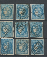 Lot De 9 Bordeaux N°46 20c Bleu. Qualité TTB, TB. L46 - 1870 Ausgabe Bordeaux