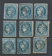 Lot De 9 Bordeaux N°46 20c Bleu. Qualité TTB, TB. L47 - 1870 Uitgave Van Bordeaux