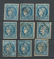 Lot De 9 Bordeaux N°46 20c Bleu. Qualité TTB, TB. L47 - 1870 Emissione Di Bordeaux