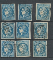 Lot De 9 Bordeaux N°46 20c Bleu. Qualité TTB, TB. L54 - 1870 Uitgave Van Bordeaux