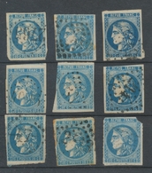 Lot De 9 Bordeaux N°46 20c Bleu. Qualité TTB, TB. L55 - 1870 Ausgabe Bordeaux