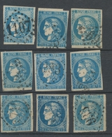 Lot De 9 Bordeaux N°46 20c Bleu. Qualité TTB, TB. L57 - 1870 Ausgabe Bordeaux