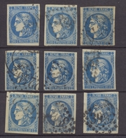 Lot De 9 Bordeaux N°46 20c Bleu. Qualité TTB, TB. L6 - 1870 Uitgave Van Bordeaux