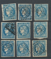 Lot De 9 Bordeaux N°46 20c Bleu. Qualité TTB, TB. L60 - 1870 Emissione Di Bordeaux