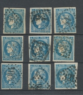 Lot De 9 Bordeaux N°46 20c Bleu. Qualité TTB, TB. L69 - 1870 Bordeaux Printing