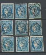 Lot De 9 Bordeaux N°46 20c Bleu. Qualité TTB, TB. L74 - 1870 Emisión De Bordeaux