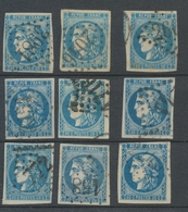 Lot De 9 Bordeaux N°46 20c Bleu. Qualité TTB, TB. L78 - 1870 Bordeaux Printing