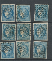 Lot De 9 Bordeaux N°46 20c Bleu. Qualité TTB, TB. L81 - 1870 Bordeaux Printing