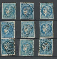 Lot De 9 Bordeaux N°46 20c Bleu. Qualité TTB, TB. L84 - 1870 Ausgabe Bordeaux