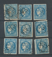 Lot De 9 Bordeaux N°46 20c Bleu. Qualité TTB, TB. L85 - 1870 Emissione Di Bordeaux